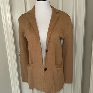 J Crew knit sweater blazer. Camel. Size Large petite